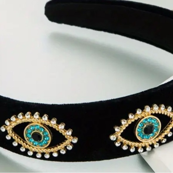 Accessories - Black and Gold Eye Embellished Hair Band